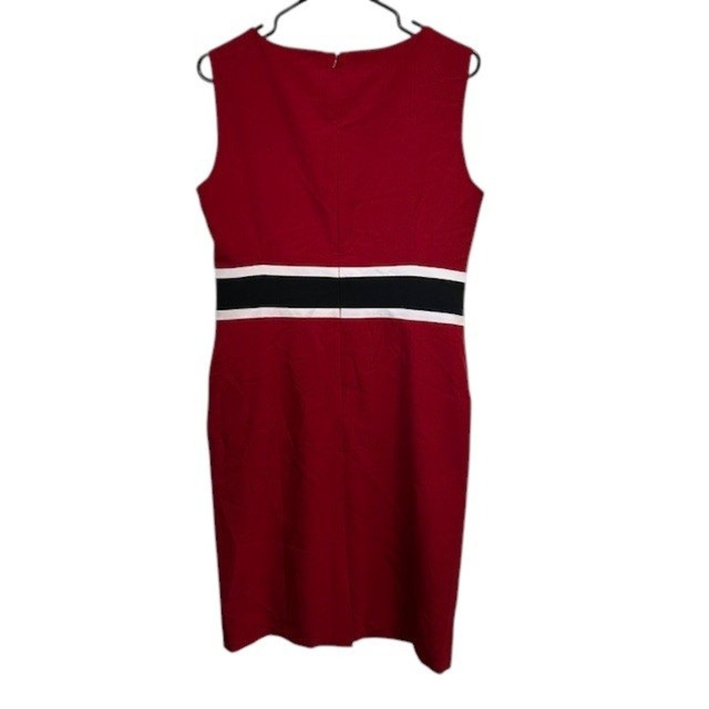 Black Label by Evan Picone Red Dress Sleeveless Sheath Party Career Sz 8 - Picture 3 of 13